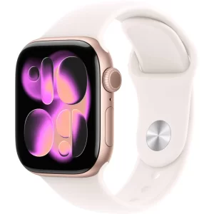 Refurbished Apple Watch Series 11 (GPS) 42mm Rose Gold Aluminum Case with Light Blush Sport Band - S/M - Rose Gold - (2025)